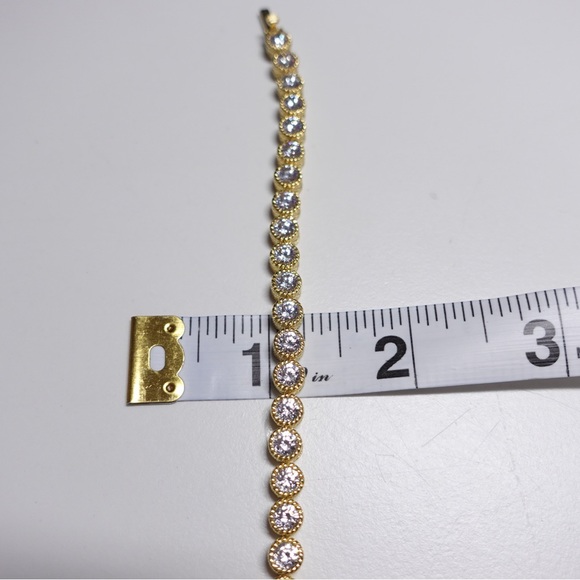 Judith Ripka 14K Gold Clad Sterling Silver 925 & Diamonique CZ Tennis Bracelet - Picture 9 of 11